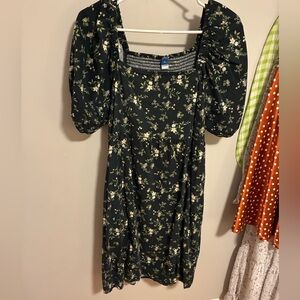 Black floral print dress